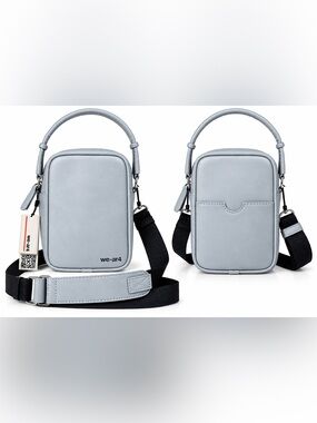 Light Blue Gray leather Crossbody Bag